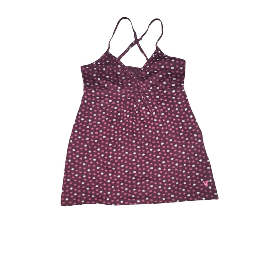 American Eagle Outfitters Burgundy Polka Dot Tank Top